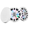 DS18 8" 2-Way Coaxial Marine Speakers w/Digital LED Lights Bullet Tweeter - White - 175W, 4-Ohm