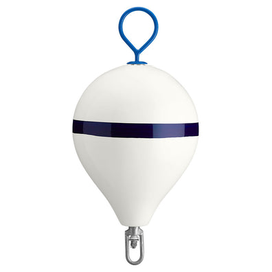 Polyform 17" CM Mooring Buoy w/Galvanized Iron - White Blue Stripe