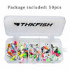 THKFISH 50 Pcs/Box Winter Ice Fishing Jig Set 1.3g-1.8g