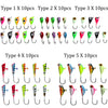 THKFISH 50 Pcs/Box Winter Ice Fishing Jig Set 1.3g-1.8g