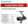 Shimano Vanford (2024) Spinning Reel 6/7/9+1BB 11Kg Max Drag 5.1 5.3 5.7 5.8 6.2 6.3 6.4 Ratios