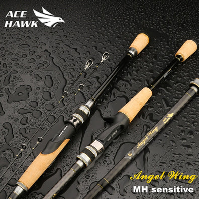 Ace Hawk Angel Wing Series Carbon 2PC Spinning/Casting Rod 1.98m/2.13m Fast MH