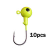 JYJ 10pcs/Lot 3.5g 5g 7g 10g 12g 14g 18g Colored Jig Head Hook