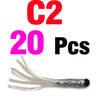 MNFT 20PCS Tri-color 4.5cm/0.5g Silicone Salted Tube Baits