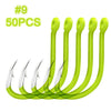 Fluorescent Fishing Bait Hooks - 50pcs/Lot
