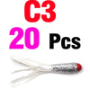 MNFT 20PCS Tri-color 4.5cm/0.5g Silicone Salted Tube Baits