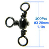 THKFISH 100Pc Black Nickel Fishing Swivels