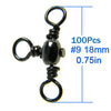 THKFISH 100Pc Black Nickel Fishing Swivels