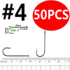 Bimoo 50pcs/lot Size 10 4 2 2/0 3/0 Aberdeen Long Shank Fish Hook