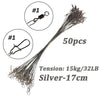 THKFISH 50pc Lead-core Steel Wire Leader With Swivel Double-Lock Snap 32 lb/35 lb