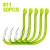 Fluorescent Fishing Bait Hooks - 50pcs/Lot