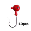 JYJ 10pcs/Lot 3.5g 5g 7g 10g 12g 14g 18g Colored Jig Head Hook