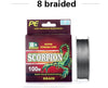 Scorpion 100M 4/8 Strand PE Braided Fishing Line