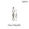 Goture 200pcs/lot Size 10, 8, 6, 4, 2, 1/0 Rolling Barrel Swivels