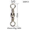 Goture 200pcs/lot Size 10, 8, 6, 4, 2, 1/0 Rolling Barrel Swivels