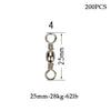 Goture 200pcs/lot Size 10, 8, 6, 4, 2, 1/0 Rolling Barrel Swivels