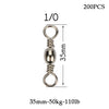 Goture 200pcs/lot Size 10, 8, 6, 4, 2, 1/0 Rolling Barrel Swivels