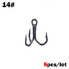 Outkit 5pcs/box Bent Design Treble Hook 6-14#