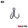 Outkit 5pcs/box Bent Design Treble Hook 6-14#