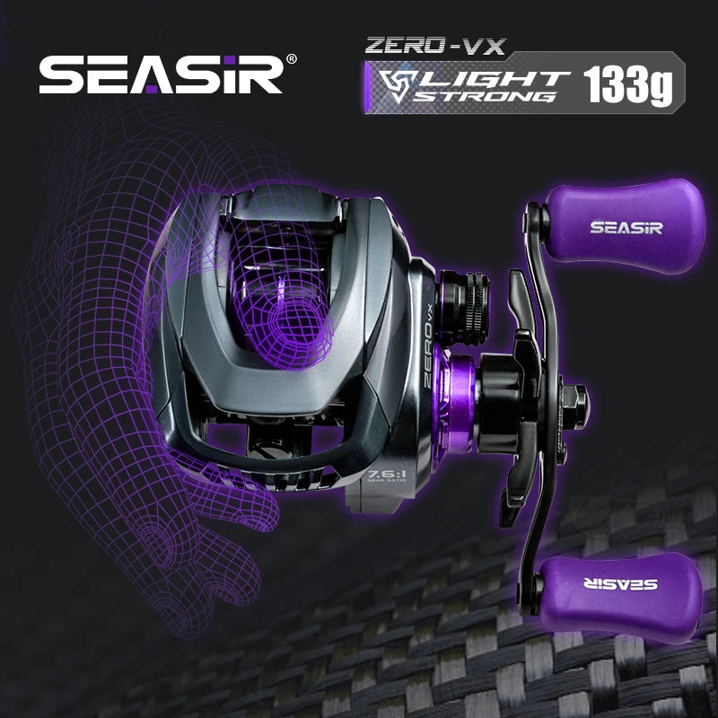SEASIR ZERO VX ベイトリール パープル Seasir ZERO-VX 133g BFS Baitcasting Reel 7.6:1 High Speed Ratio 6+