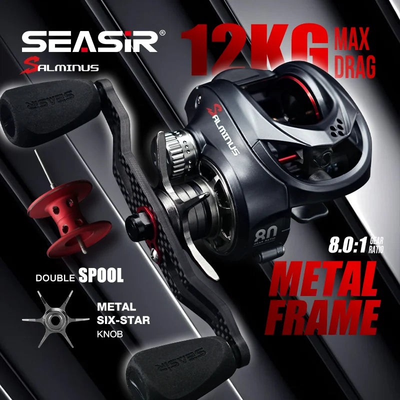 Seasir Salminus Baitcasting Reel 8.0:1 Ratio 11+1BB 12KG Max Drag – Pro Tackle World