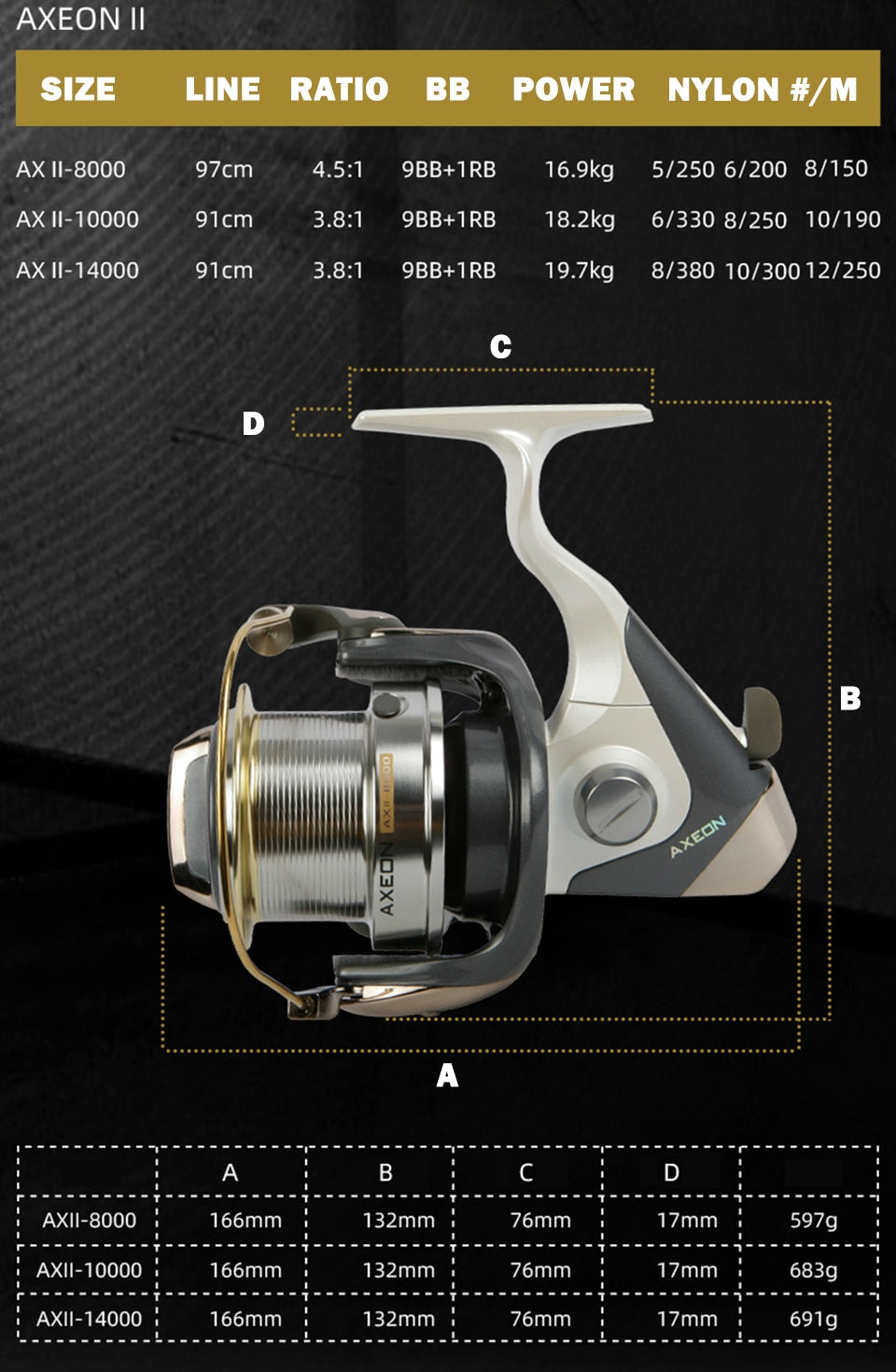 okuma axeon surf reel Okuma AXII SURF Spinning Reel 16.9-19.7KG Power 9+1BB 3.8:1/4.5:1 – Pro Tackle World