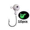 JYJ 10pcs/Lot 3.5g 5g 7g 10g 12g 14g 18g Colored Jig Head Hook