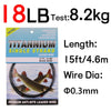 Kink-Resistant Nickel Titanium Fishing Leader - 6LB-124LB 15ft/4.6m