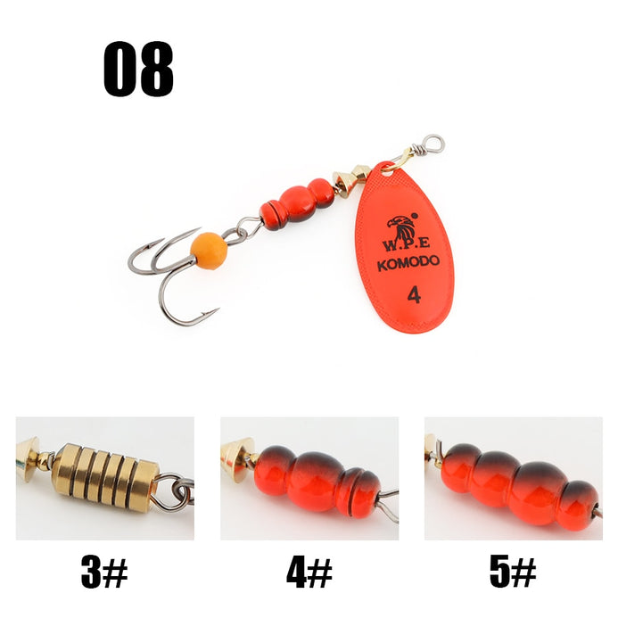 W.P.E 1pcs Spinner Lure 3#/4#/5# Spoon Fishing Lure 6.8g/9.5g/