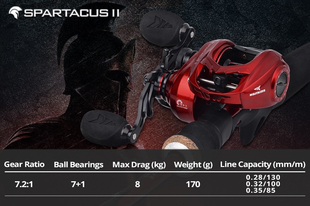 KastKing Spartacus II 8KG Max Drag 7+1BB 7.2:1 Baitcasting Reel
