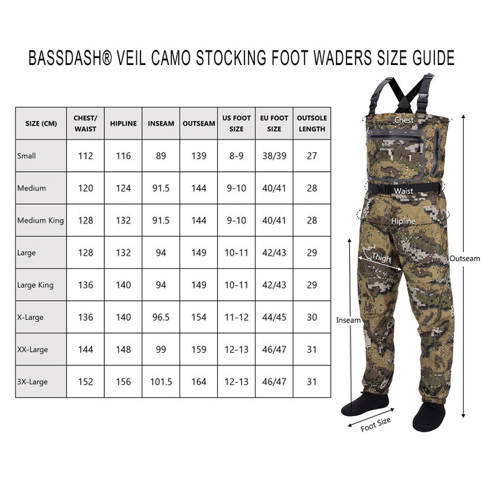 Bassdash Veil Camo Chest Stocking Foot Waders Breathable and Ultra Lig – Pro  Tackle World