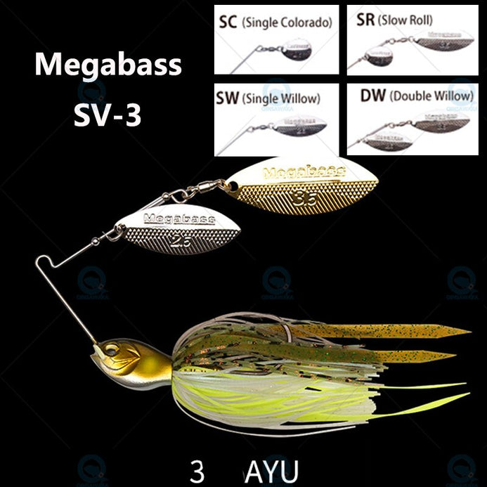 Megabass SV-3 1/2 1/4 3/8 Oz. Double / Single Willow Spinnerbait