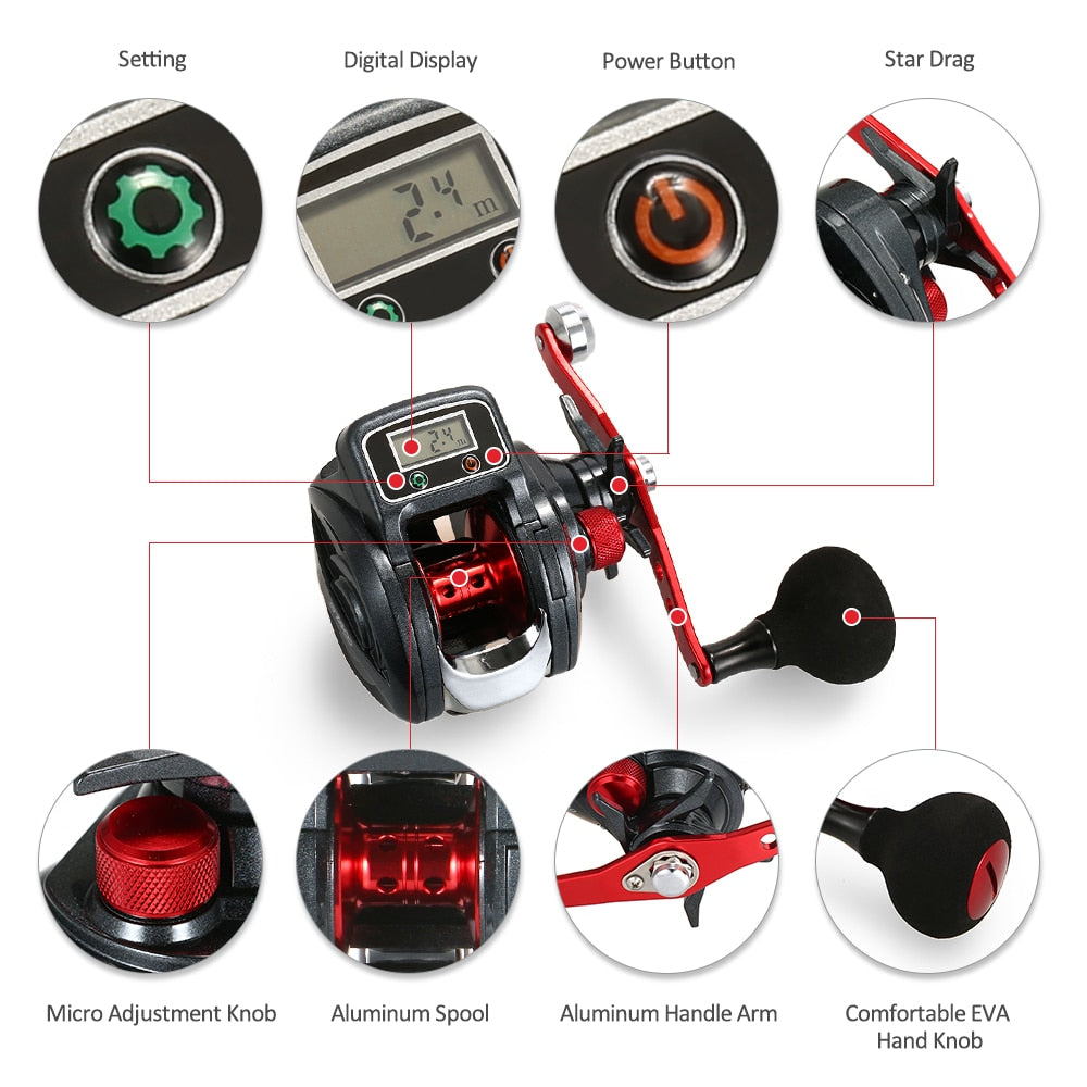 digital fishing reel for sale ZXZ/Staco SHA300 16+1BB 6.3:1 Ratio Digital Baitcasting Line Counter Reel