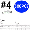 Ellllv 500pcs/lot 10 4 2 2/0 Aberdeen Long Shank Fish Hook