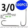 Ellllv 500pcs/lot 10 4 2 2/0 Aberdeen Long Shank Fish Hook