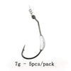 TheTime 5pcs/Lot Weighted Offset Worm Hook