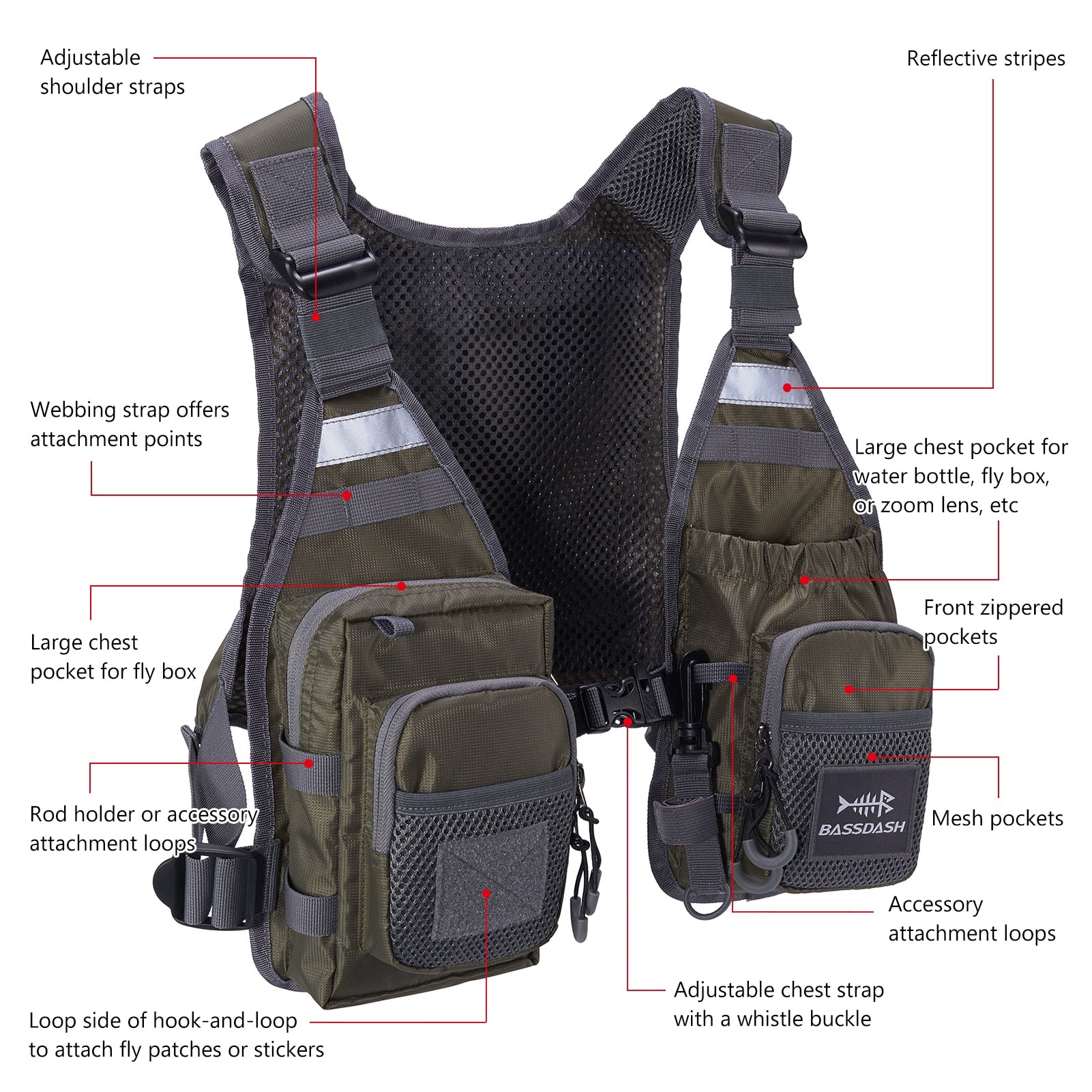 Bassdash FV08 Ultra Lightweight Fly Fishing Vest – Pro Tackle World