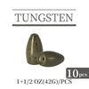 MUUNN 10PCS Tungsten 1/16-2 oz Bullet Fishing Sinker