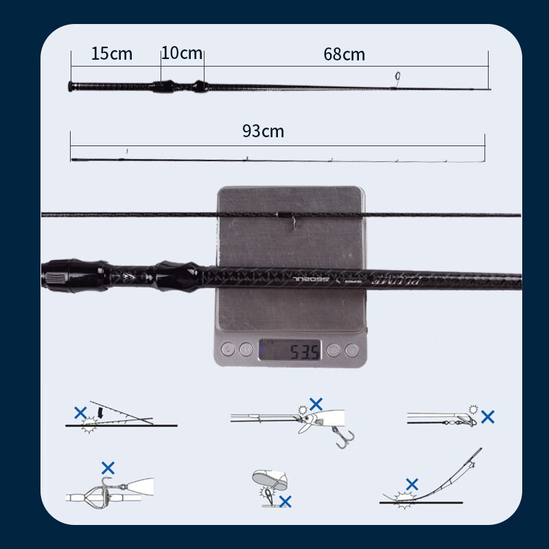 Fishing Pole Fishing Rod with Solid UL Tip Lure 0.6-8g Line 2-6lb