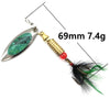 10PCS 1BOX 3G-7G Spinner Set with Feathered Treble Hook
