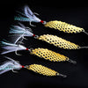 Proleurre 1Pc 7g 10g 15g Gold/Silver Spoon With Feathered Treble Hook